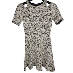 Topshop Floral Textured Cold Shoulder Dress